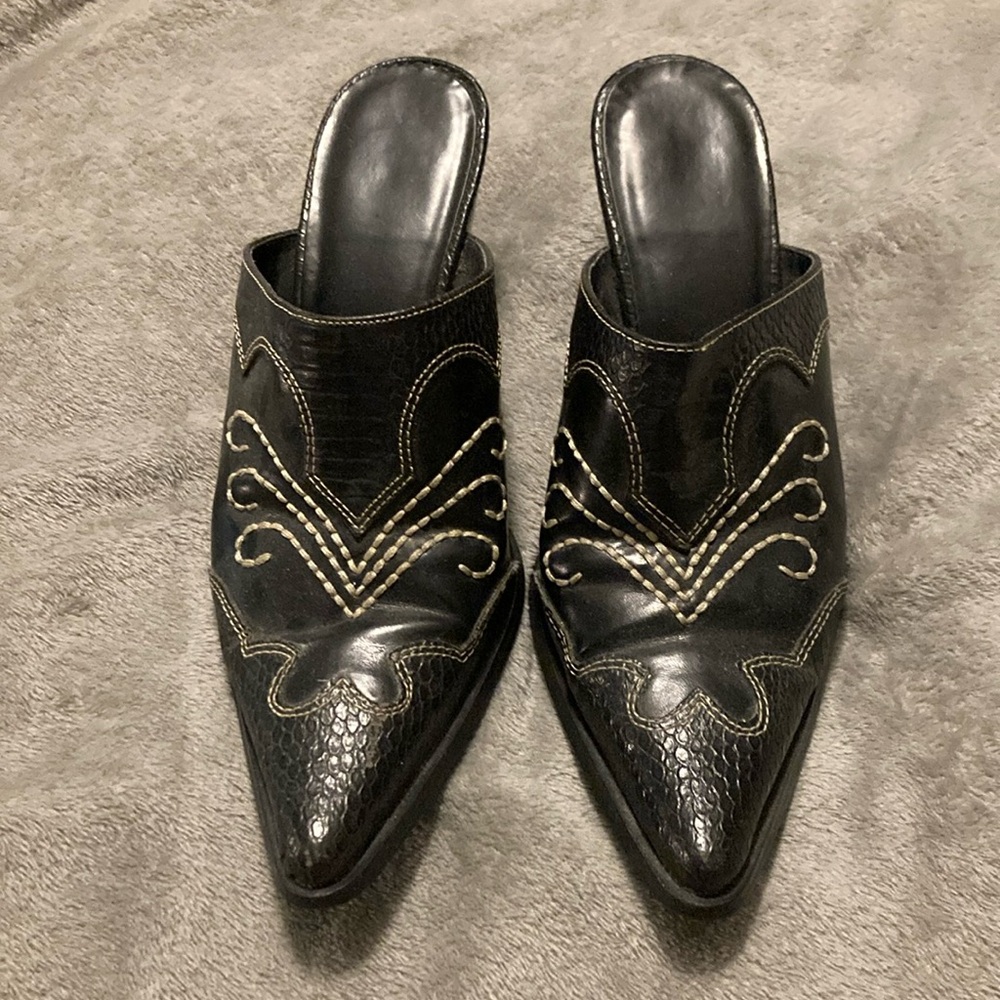 Mule slip on cow girl boots